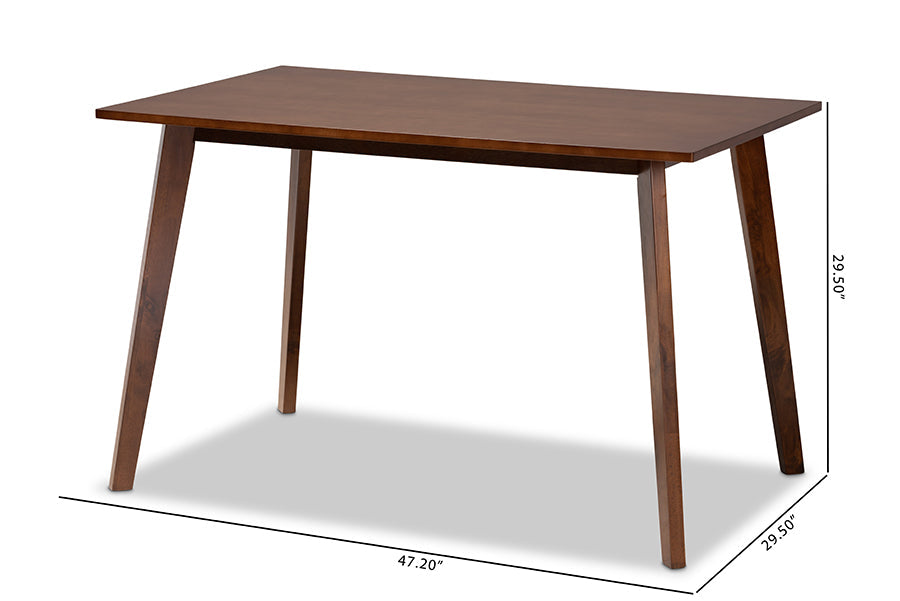 Britte Mid-Century Modern Transitional Walnut Brown Finished Rectangular Wood Dining Table
