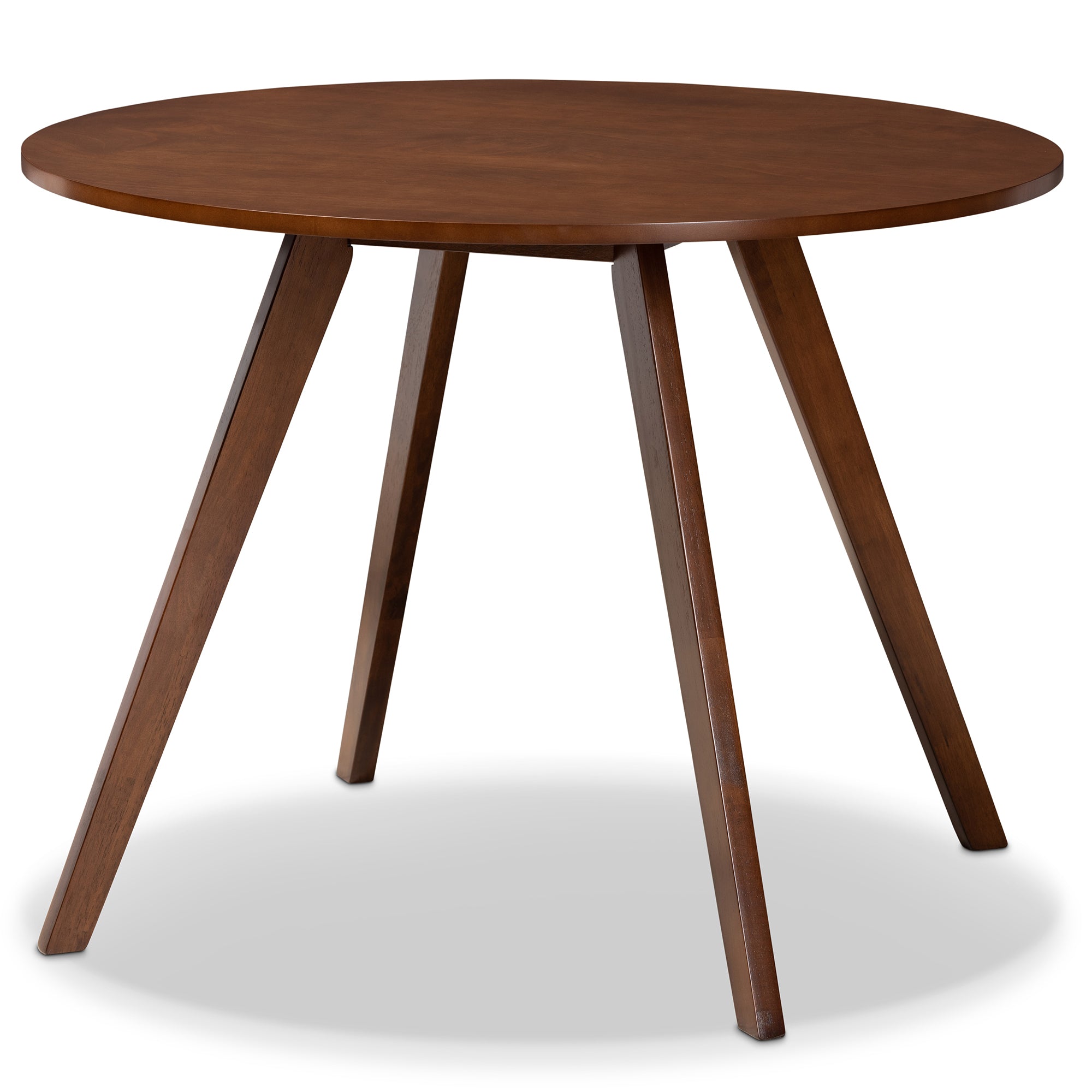 Alana Mid-Century Modern Transitional Walnut Brown Finished Round Wood Dining Table