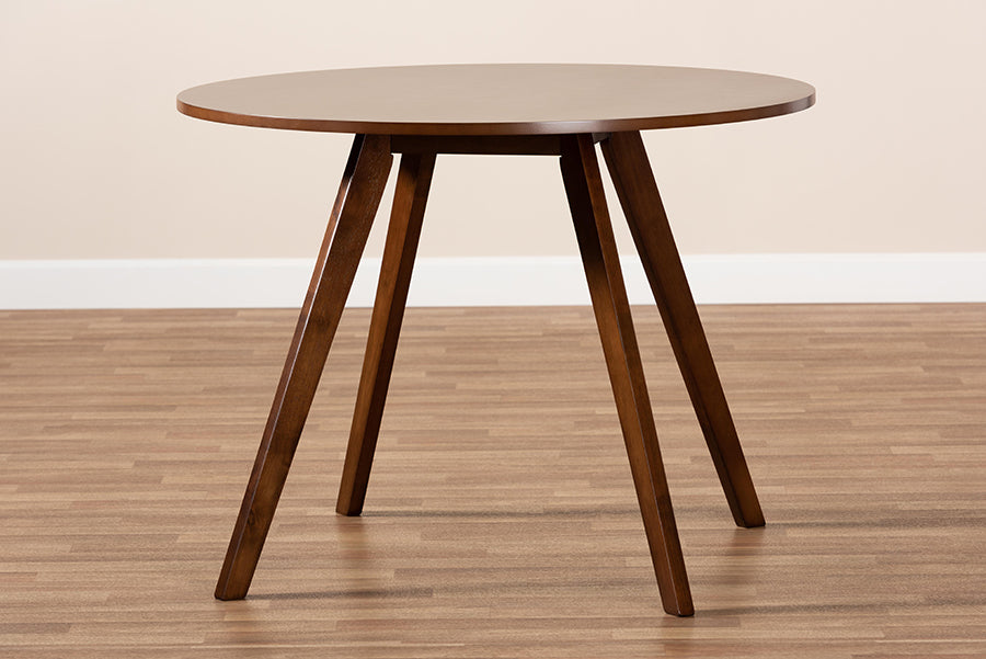 Alana Mid-Century Modern Transitional Walnut Brown Finished Round Wood Dining Table