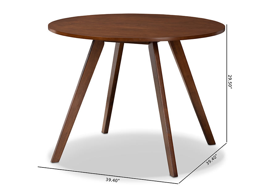 Alana Mid-Century Modern Transitional Walnut Brown Finished Round Wood Dining Table
