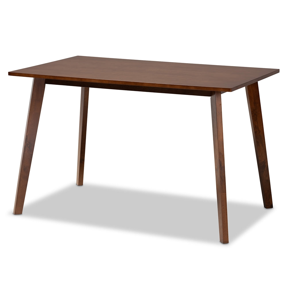 Orion Mid-Century Modern Transitional Light Beige Fabric Upholstered and Walnut Brown Finished Wood 5-Piece Dining Set