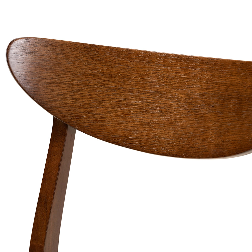 Philip Mid-Century Modern Transitional Light Beige Fabric Upholstered and Walnut Brown Finished Wood 5-Piece Dining Set