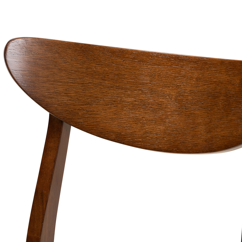 Orion Mid-Century Modern Transitional Light Grey Fabric Upholstered and Walnut Brown Finished Wood 5-Piece Dining Set