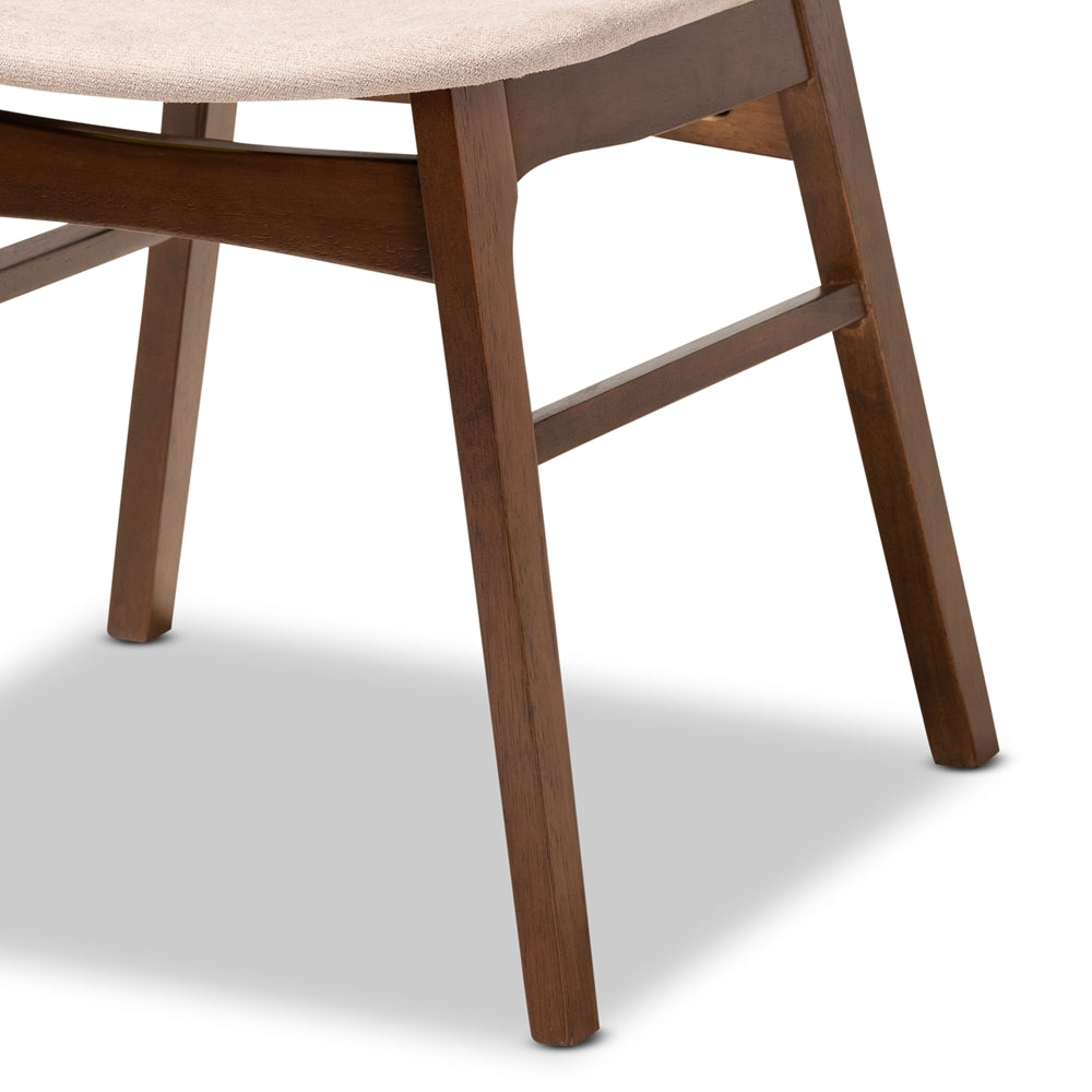 Pearson Mid-Century Modern Transitional Light Beige Fabric Upholstered and Walnut Brown Finished Wood 5-Piece Dining Set with Faux Marble Table