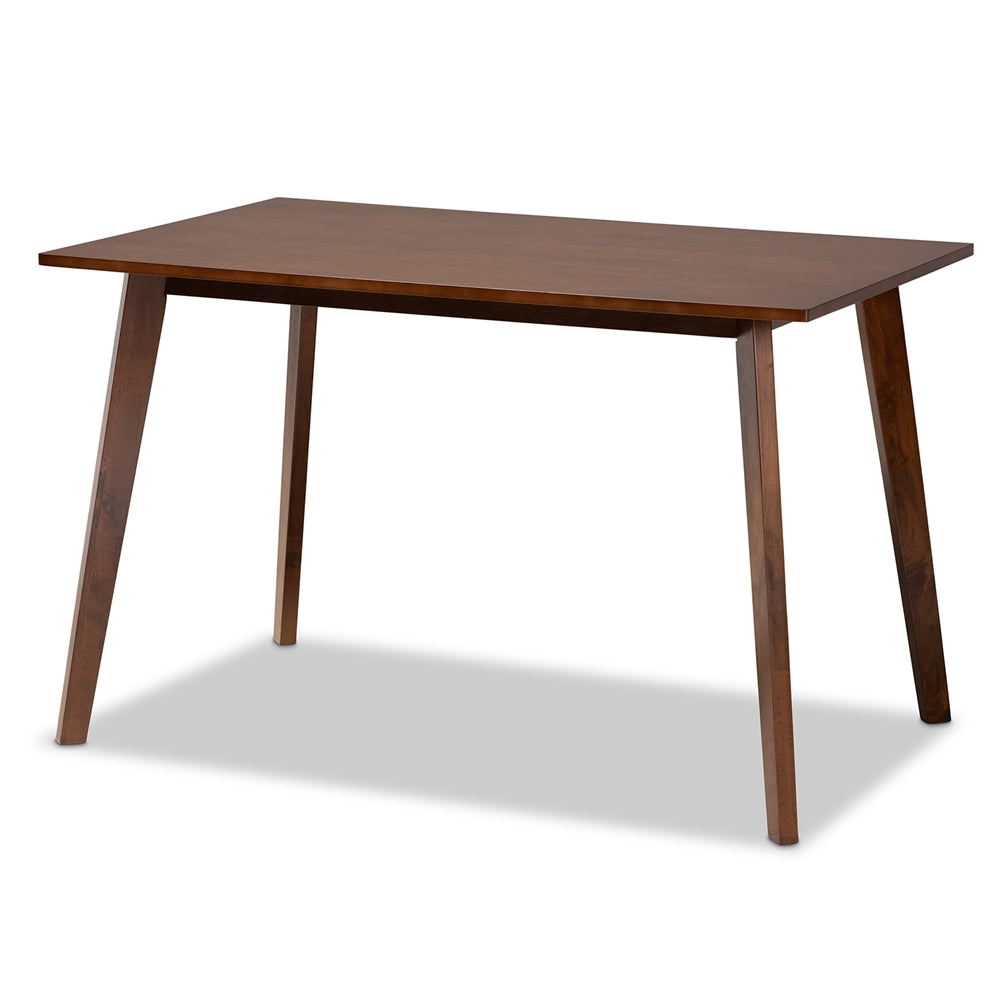 Lois Mid-Century Modern Transitional Light Grey Fabric Upholstered and Walnut Brown Finished Wood 5-Piece Dining Set
