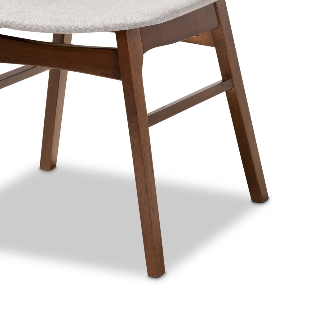 Pearson Mid-Century Modern Transitional Light Grey Fabric Upholstered and Walnut Brown Finished Wood 5-Piece Dining Set with Faux Marble Table