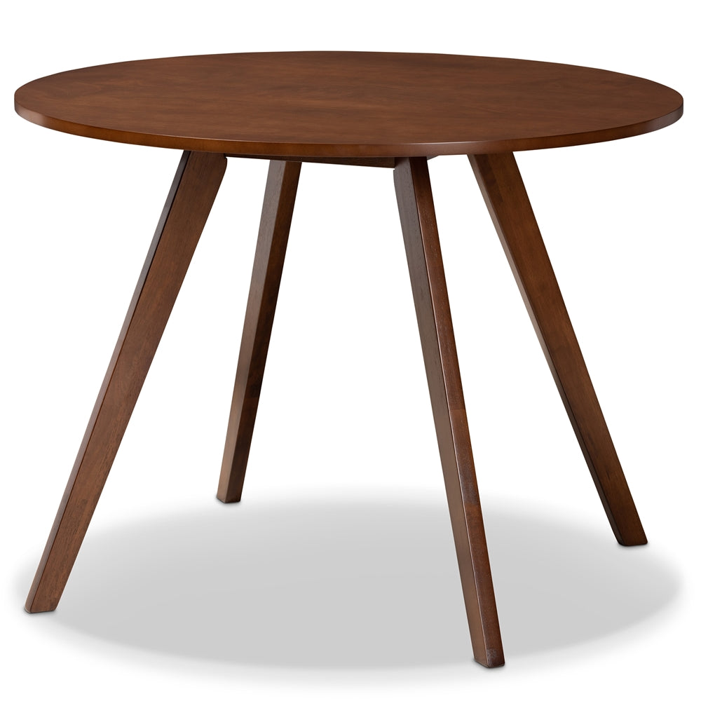 Rika Mid-Century Modern Transitional Light Grey Fabric Upholstered and Walnut Brown Finished Wood 5-Piece Dining Set