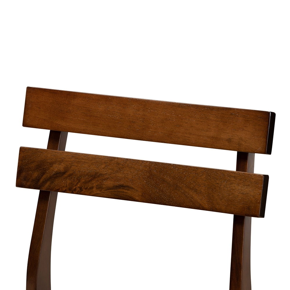 Eiko Mid-Century Modern Transitional Light Beige Fabric Upholstered and Walnut Brown Finished Wood 5-Piece Dining Set