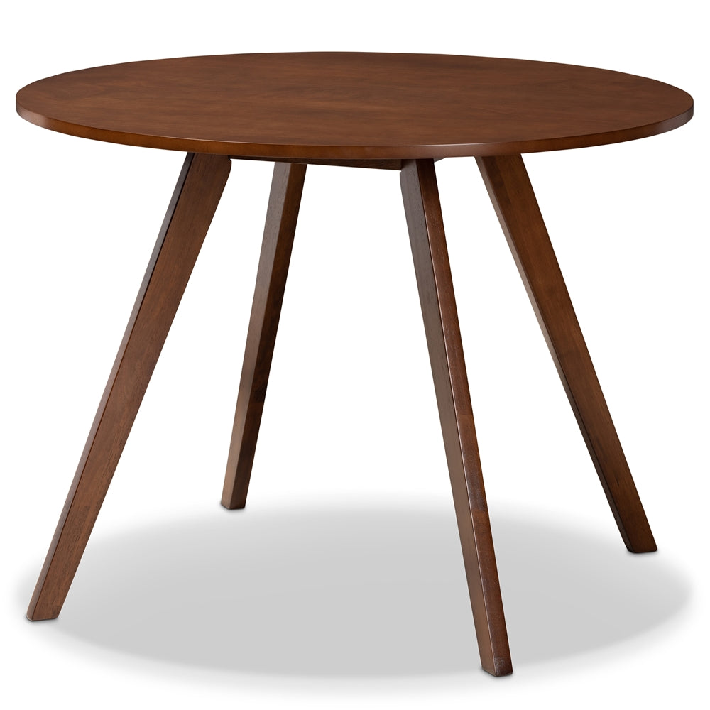 Eiko Mid-Century Modern Transitional Light Grey Fabric Upholstered and Walnut Brown Finished Wood 5-Piece Dining Set