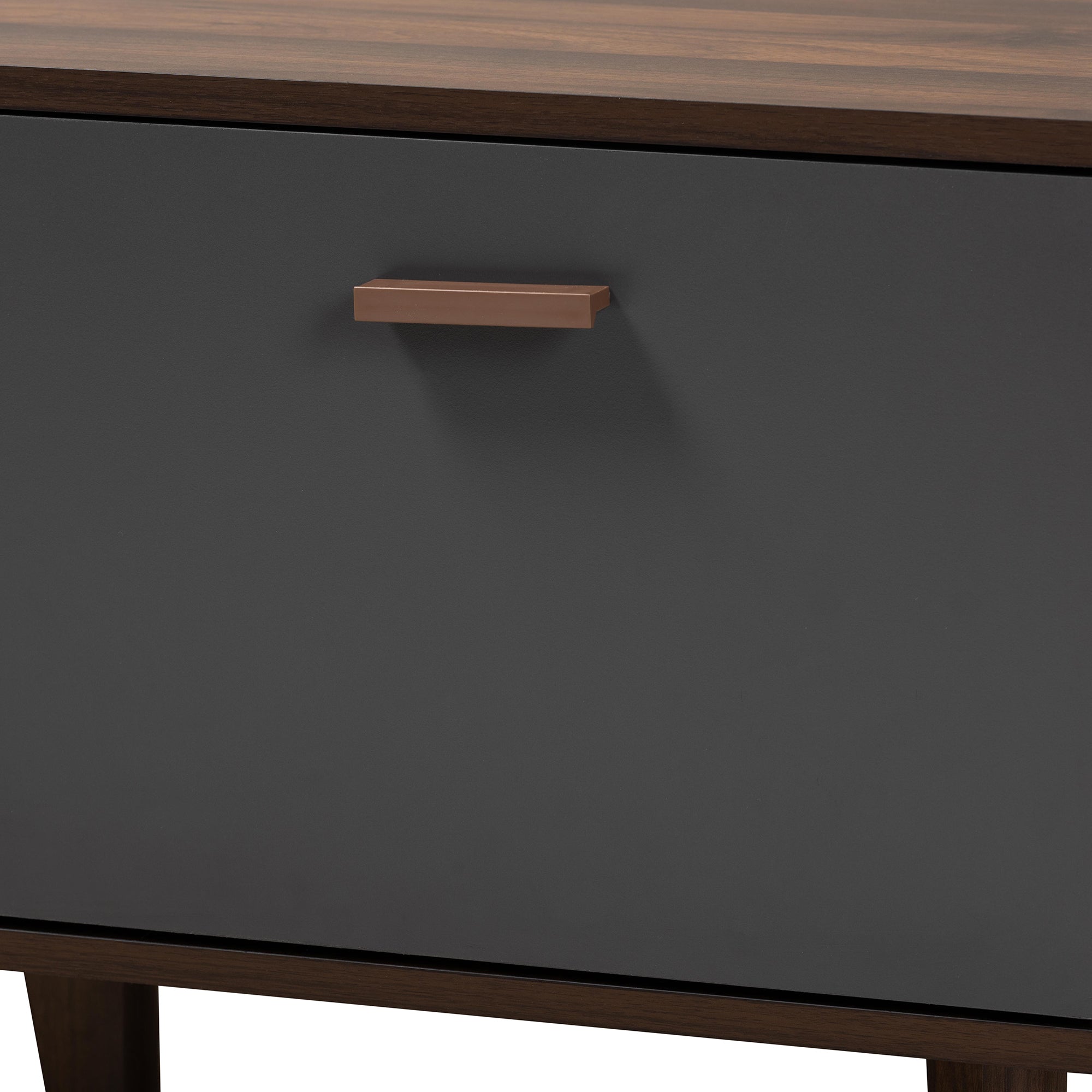 Moina Mid-Century Modern Two-Tone Walnut Brown and Grey Finished Wood TV Stand