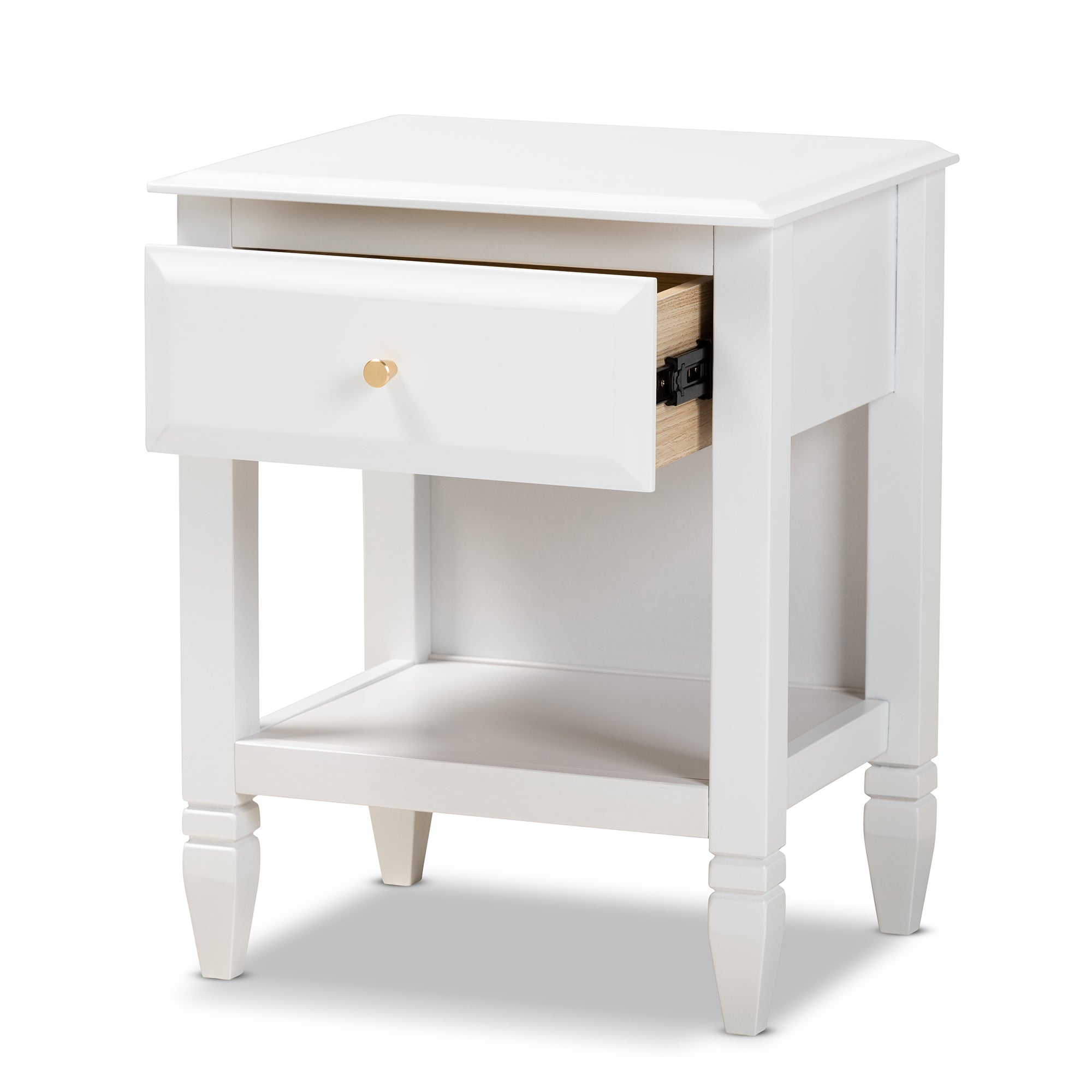 Naomi Classic and Transitional White Finished Wood 1-Drawer Bedroom Nightstand