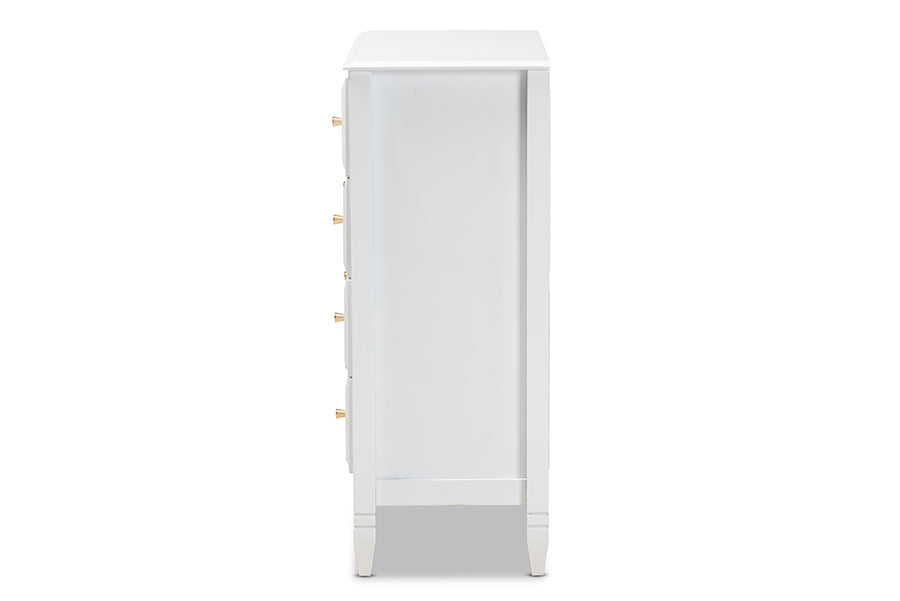 Naomi Classic and Transitional White Finished Wood 4-Drawer Bedroom Chest