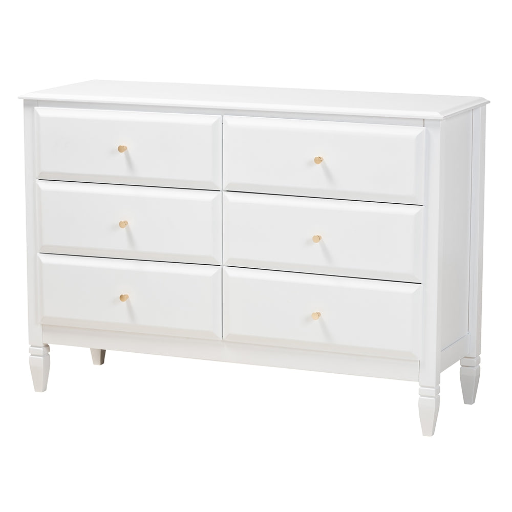 Elise Classic And Transitional White Finished Wood Queen Size 4-Piece Bedroom Set