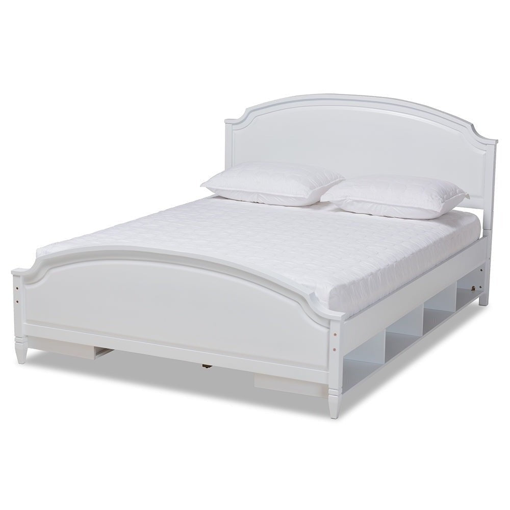 Elise Bed Classic White Full Size Platform with Storage