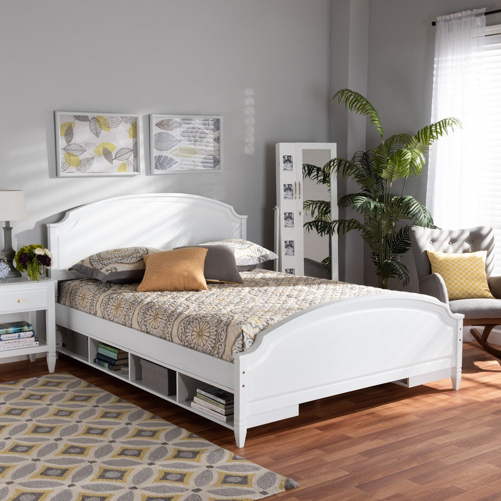 Elise Bed Classic White Full Size Platform with Storage