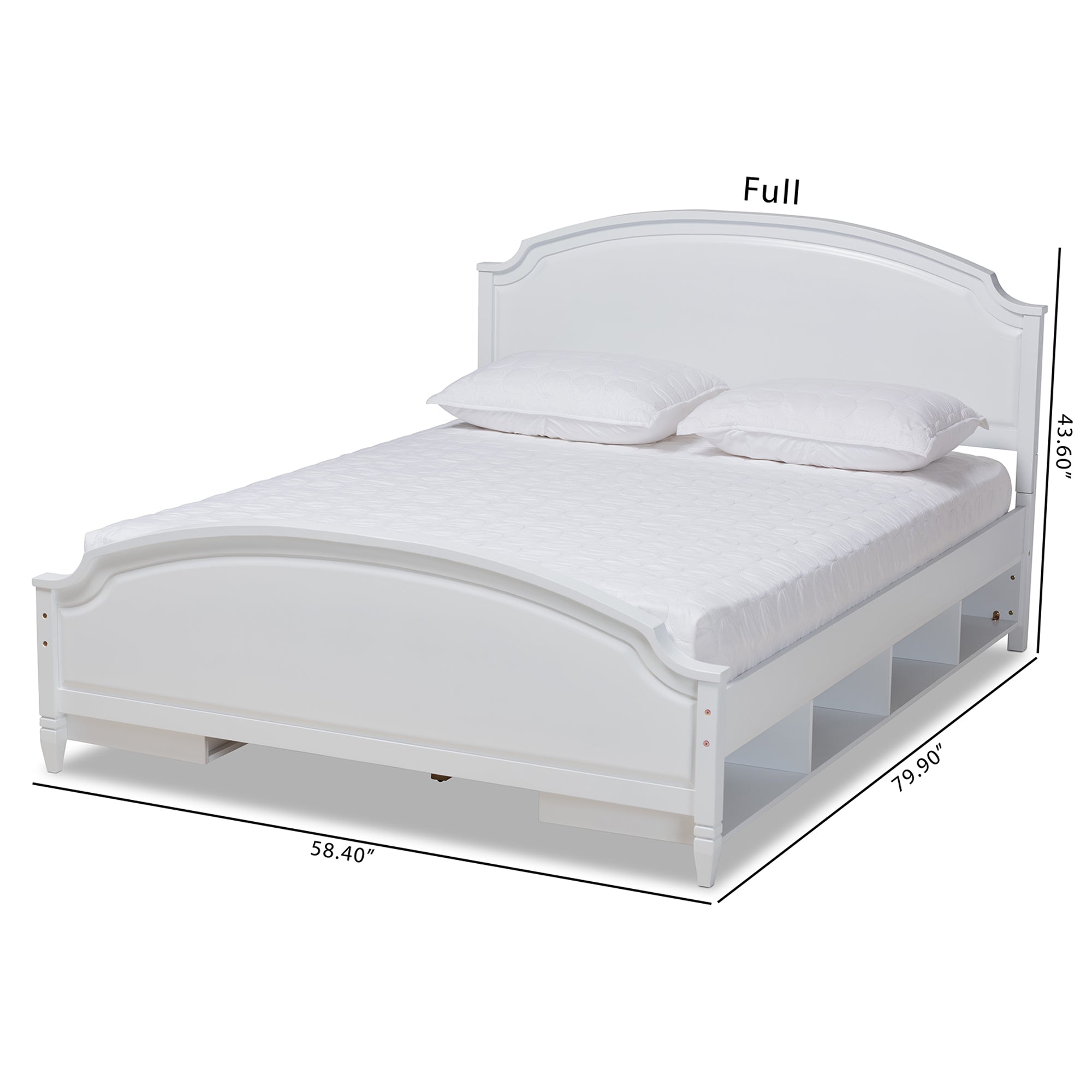 Elise Bed Classic White Full Size Platform with Storage