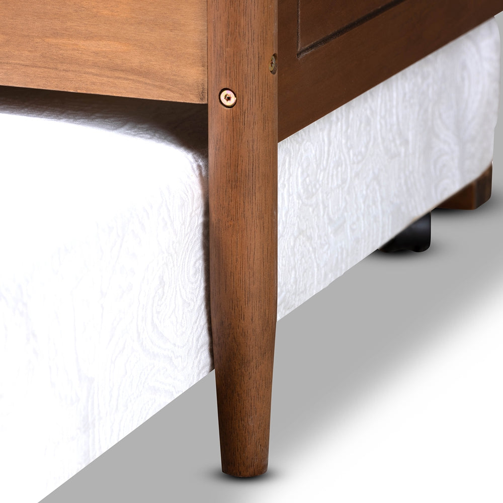 Alya Classic Traditional Farmhouse Walnut Brown Finished Wood Twin Size Daybed with Roll-Out Trundle Bed