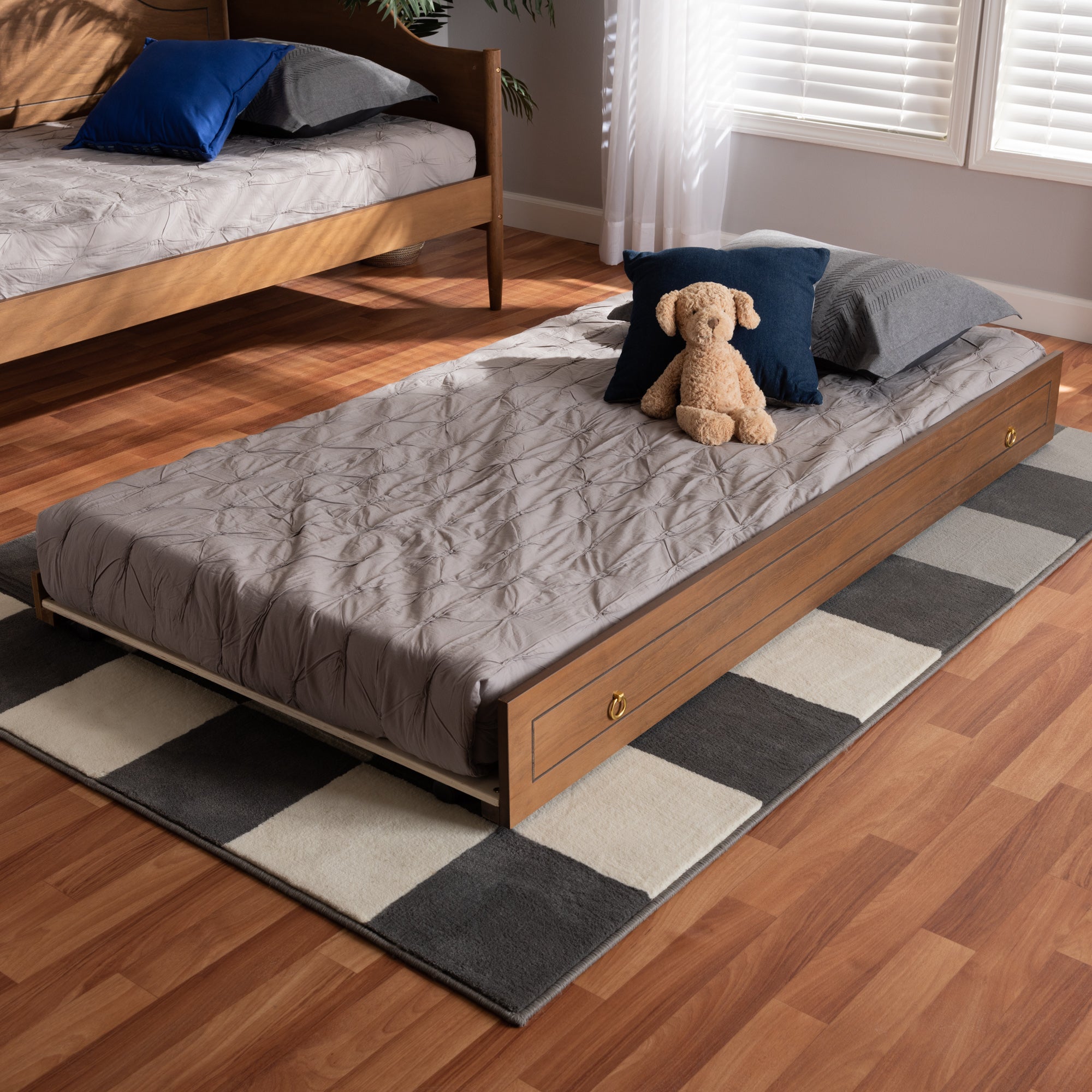 Alya Classic Traditional Farmhouse Walnut Brown Finished Wood Twin Size Trundle