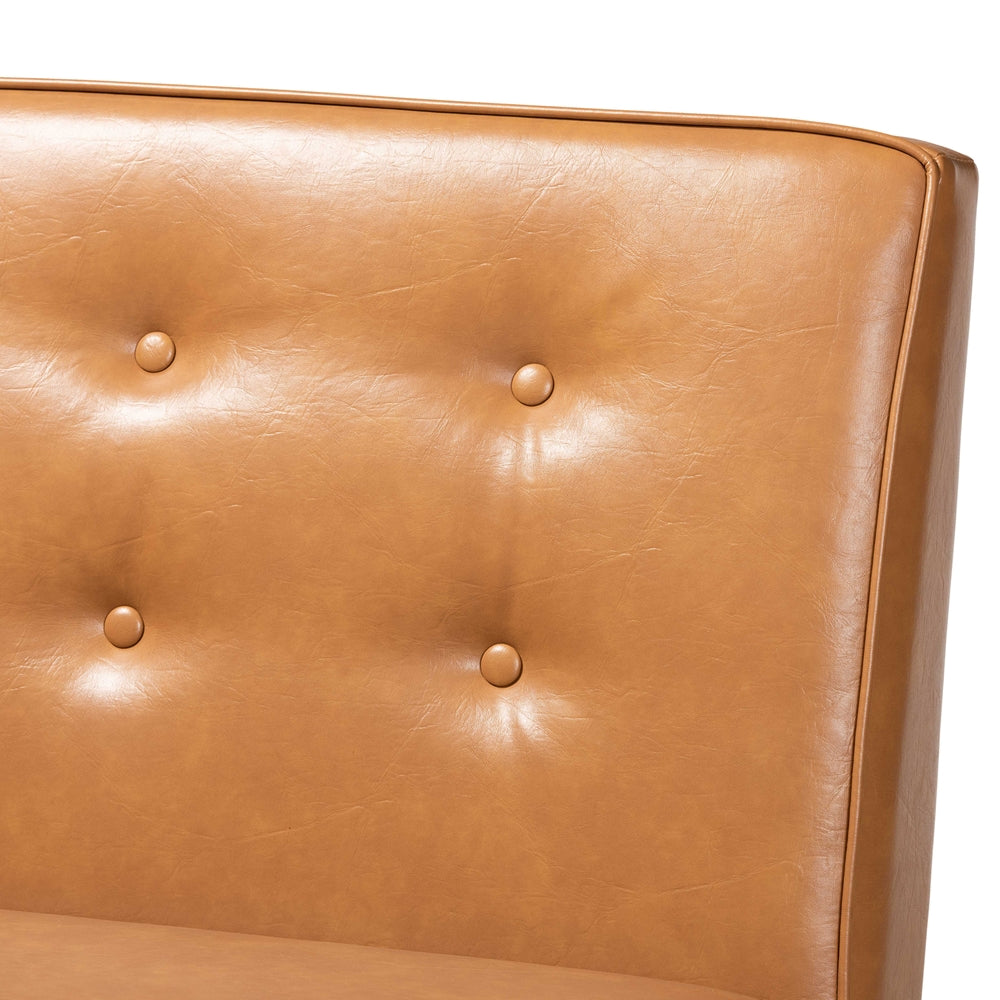 Arvid Mid-Century Modern Tan Faux Leather Upholstered and Walnut Brown Finished Wood 4-Piece Dining Nook Set