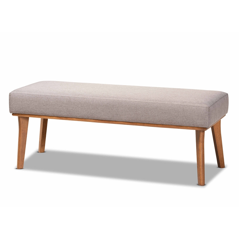 Odessa Mid-Century Modern Grey Fabric Upholstered and Walnut Brown Finished Wood 4-Piece Dining Nook Set