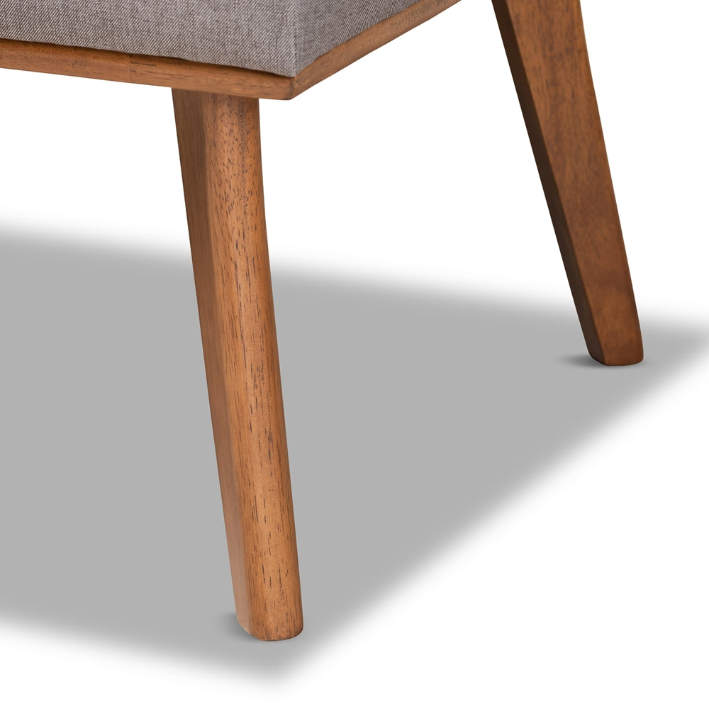 Odessa Mid-Century Modern Grey Fabric Upholstered and Walnut Brown Finished Wood 4-Piece Dining Nook Set