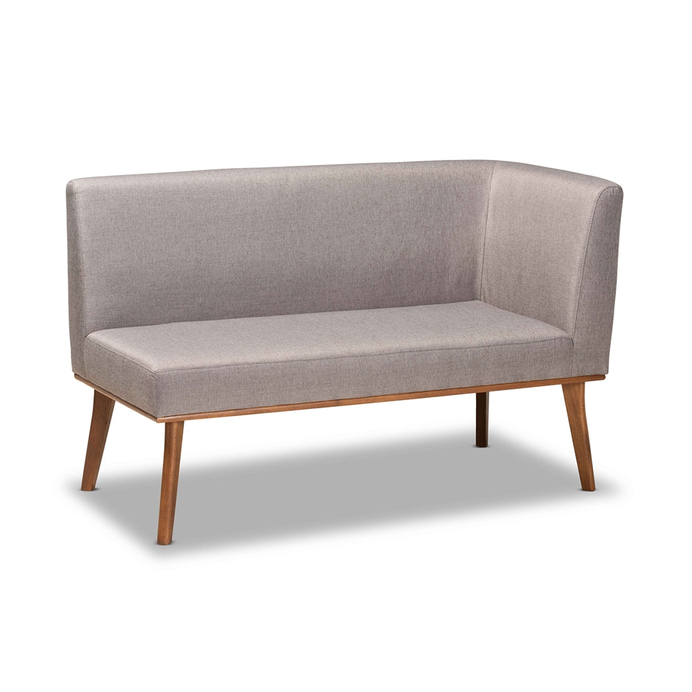 Odessa Mid-Century Modern Grey Fabric Upholstered and Walnut Brown Finished Wood 5-Piece Dining Nook Set