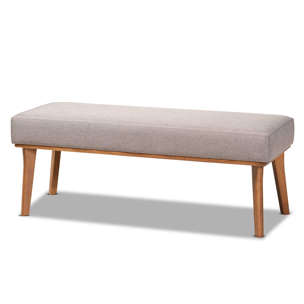 Odessa Mid-Century Modern Grey Fabric Upholstered and Walnut Brown Finished Wood 5-Piece Dining Nook Set