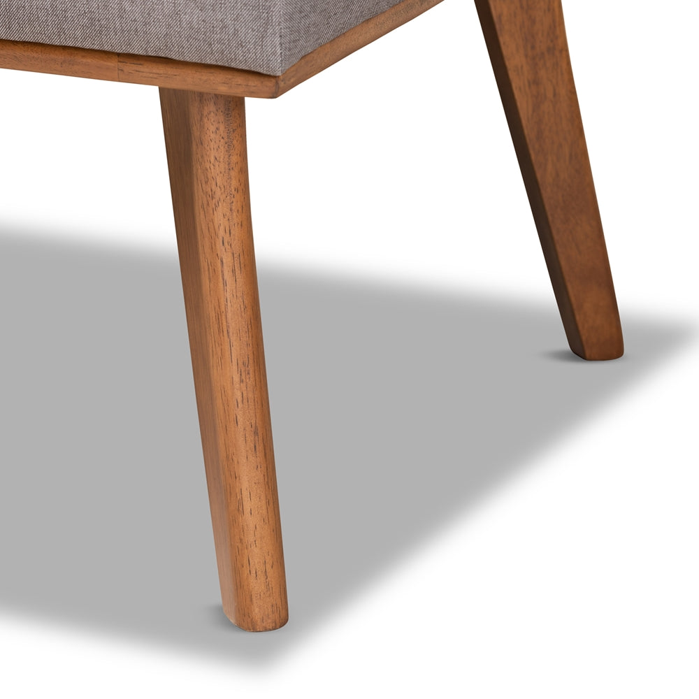 Odessa Mid-Century Modern Grey Fabric Upholstered and Walnut Brown Finished 2-Piece Wood Dining Nook Banquette Set