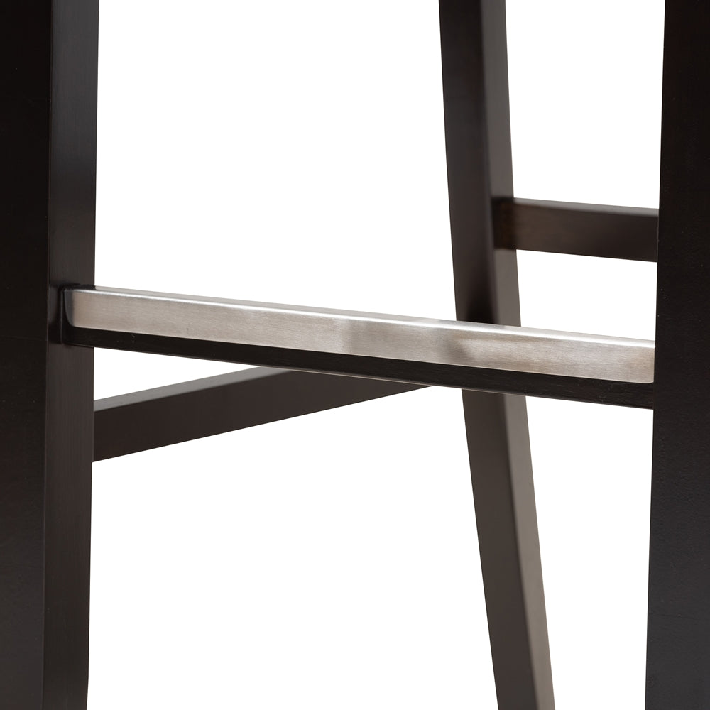 Jason Modern and Contemporary Sand Fabric Upholstered and Espresso Brown Finished Wood 2-Piece Bar Stool Set