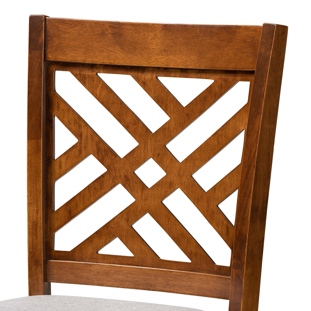 Jason Modern and Contemporary Grey Fabric Upholstered and Walnut Brown Finished Wood 2-Piece Bar Stool Set