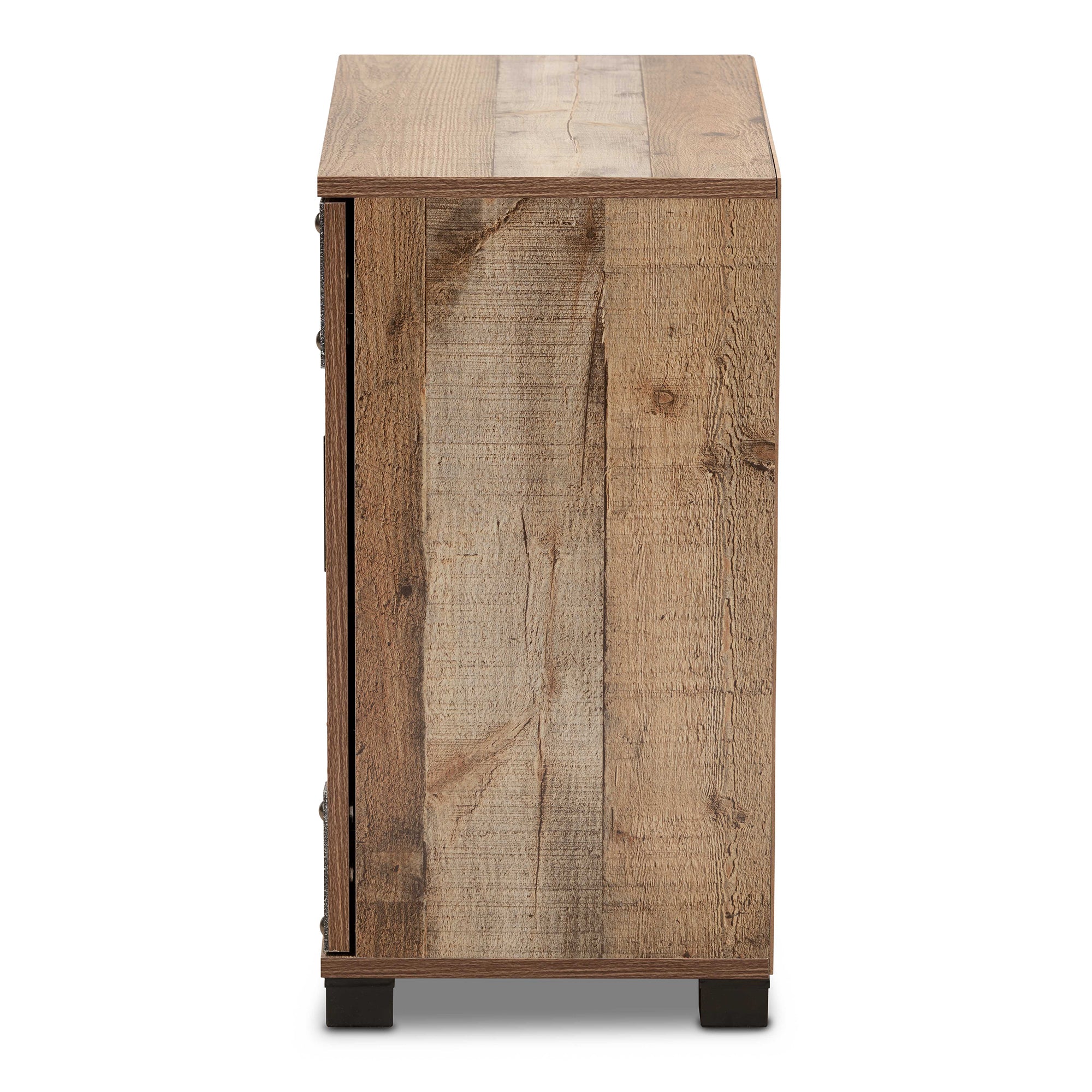 Cyrille Modern and Contemporary Farmhouse Rustic Finished Wood 2-Door Shoe Cabinet