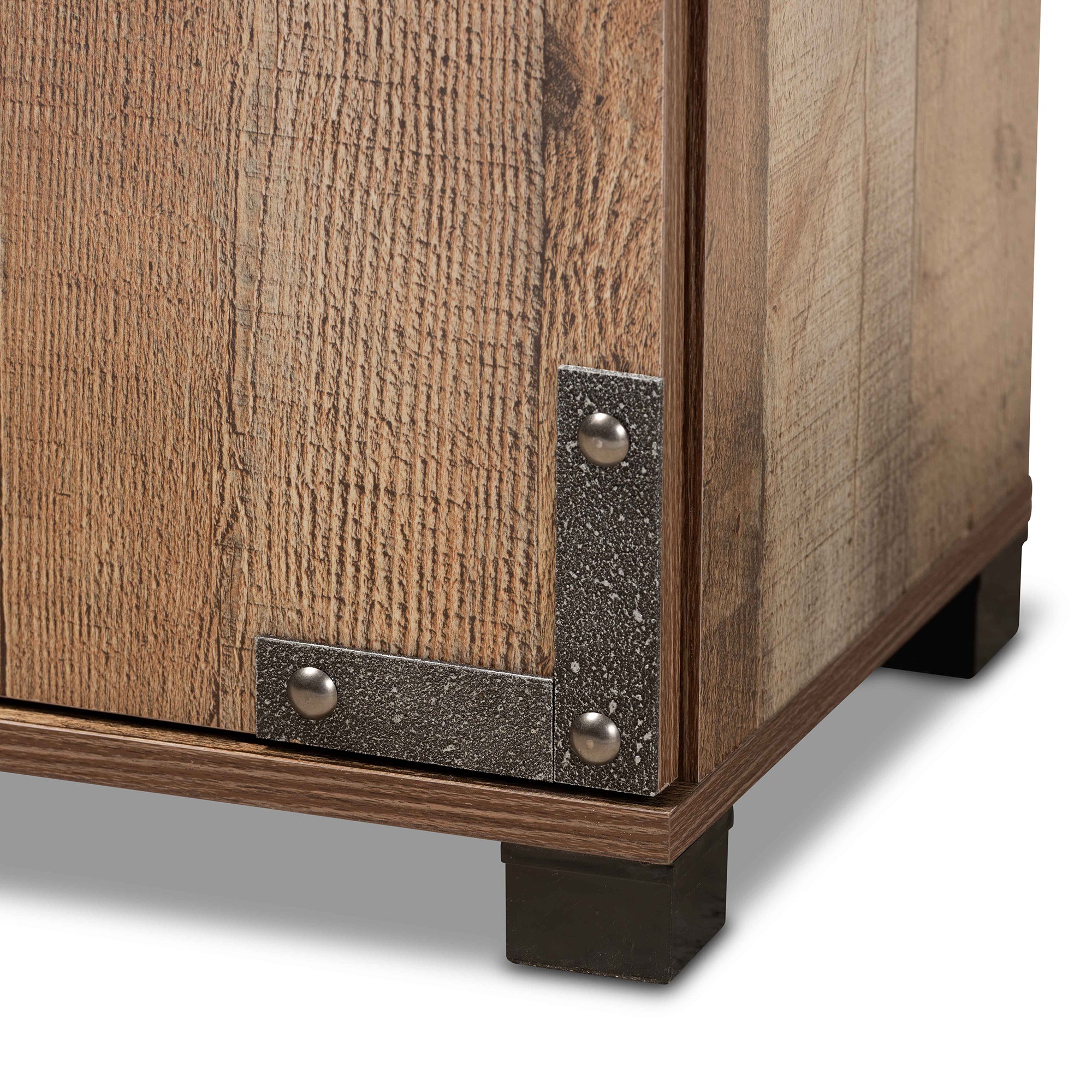 Cyrille Modern and Contemporary Farmhouse Rustic Finished Wood 2-Door Shoe Cabinet