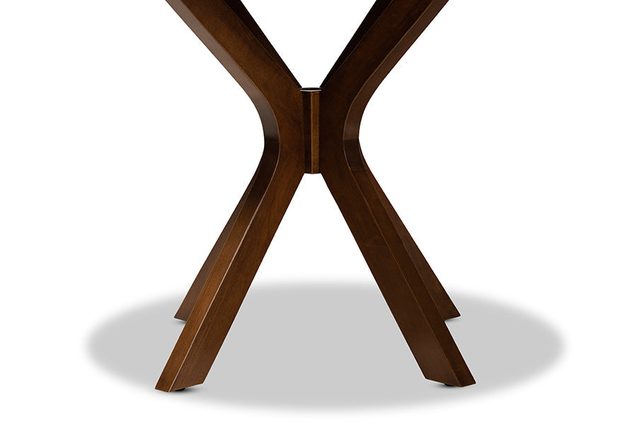 Kenji Modern and Contemporary Walnut Brown Finished 34-Inch-Wide Round Wood Dining Table