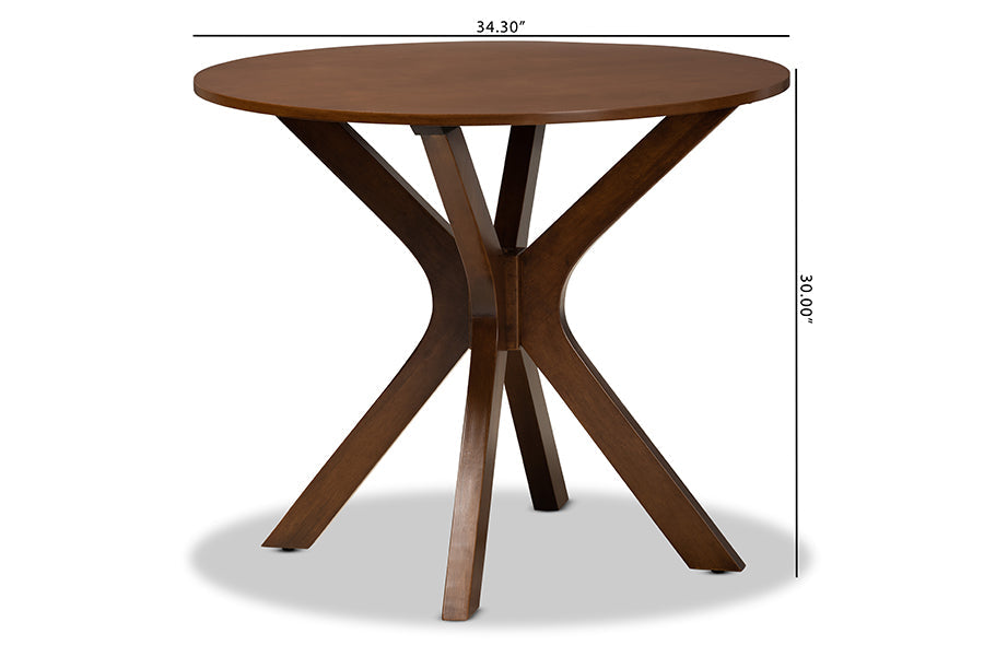 Kenji Modern and Contemporary Walnut Brown Finished 34-Inch-Wide Round Wood Dining Table