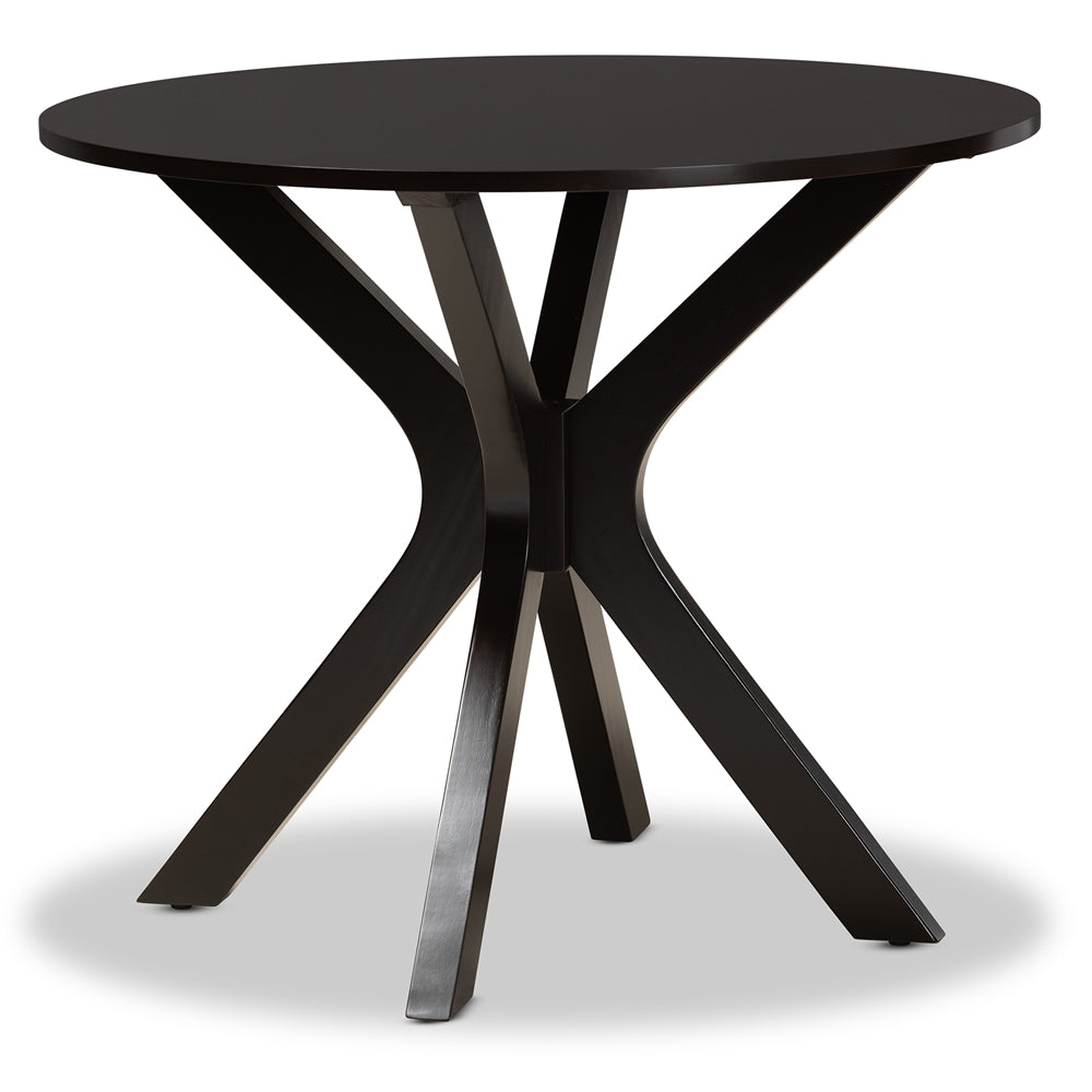 Kenji Modern and Contemporary Dark Brown Finished 34-Inch-Wide Round Wood Dining Table