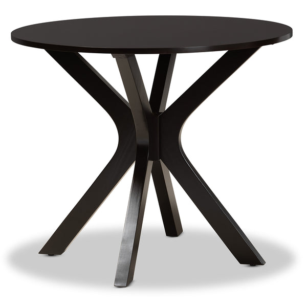 Kenji Modern and Contemporary Dark Brown Finished 34-Inch-Wide Round Wood Dining Table