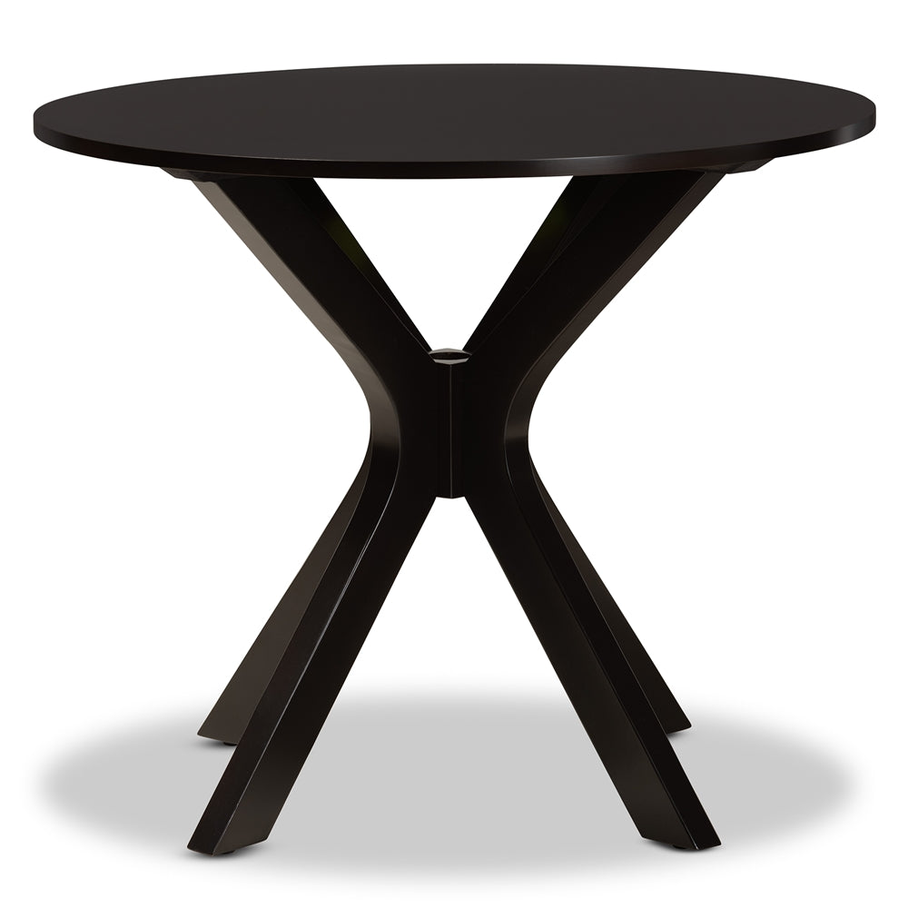 Kenji Modern and Contemporary Dark Brown Finished 34-Inch-Wide Round Wood Dining Table