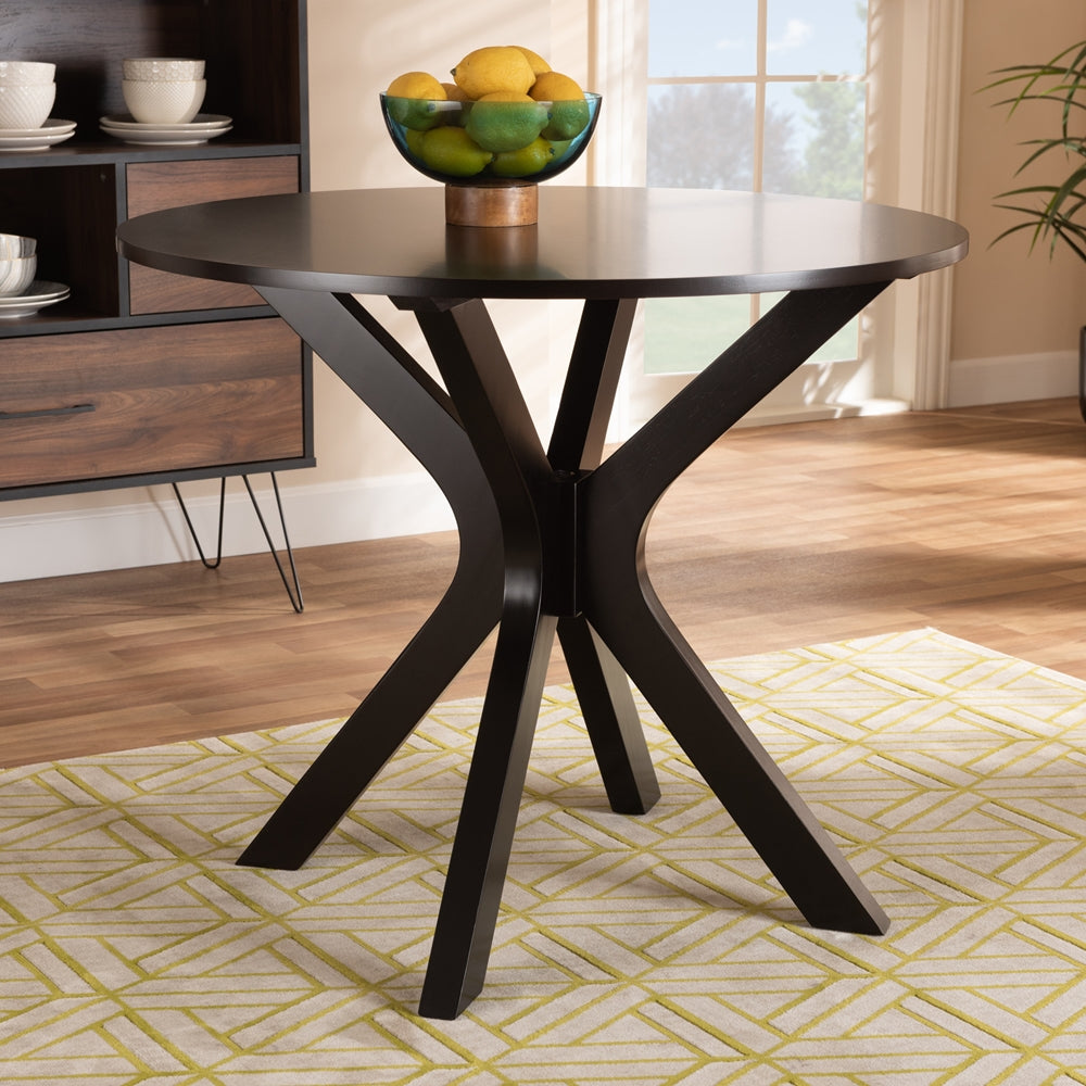 Kenji Modern and Contemporary Dark Brown Finished 34-Inch-Wide Round Wood Dining Table