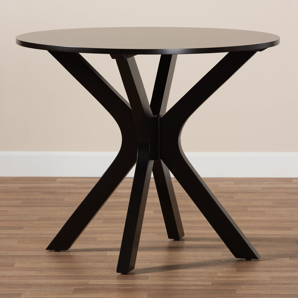 Kenji Modern and Contemporary Dark Brown Finished 34-Inch-Wide Round Wood Dining Table