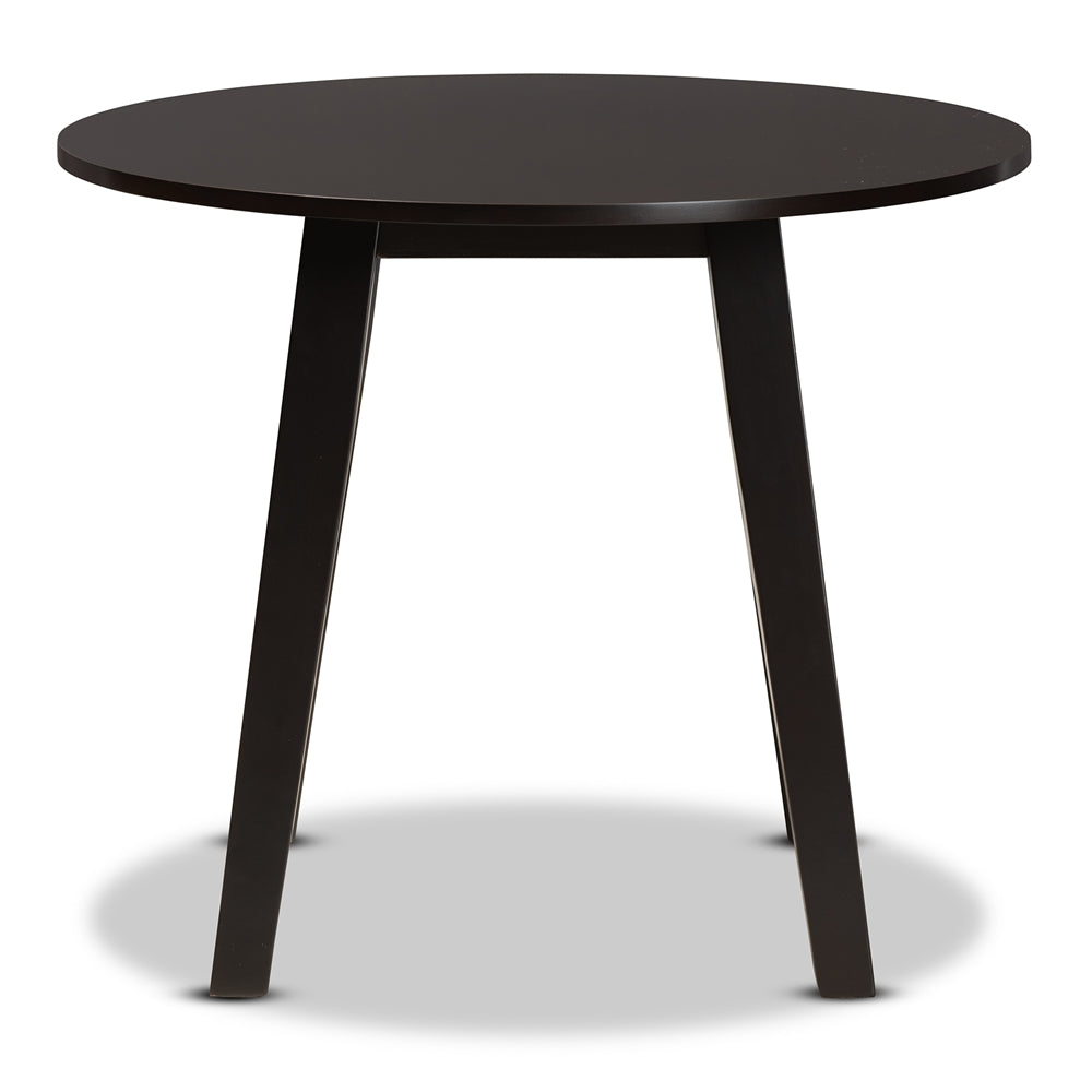 Ela Modern and Contemporary Dark Brown Finished 35-Inch-Wide Round Wood Dining Table