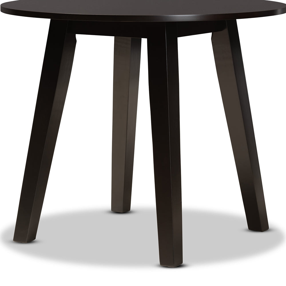Ela Modern and Contemporary Dark Brown Finished 35-Inch-Wide Round Wood Dining Table