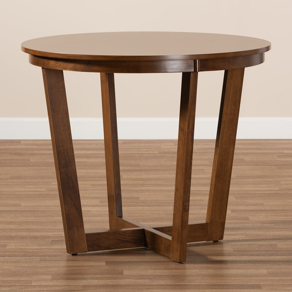 Alayna Modern and Contemporary Walnut Brown Finished 35-Inch-Wide Round Wood Dining Table