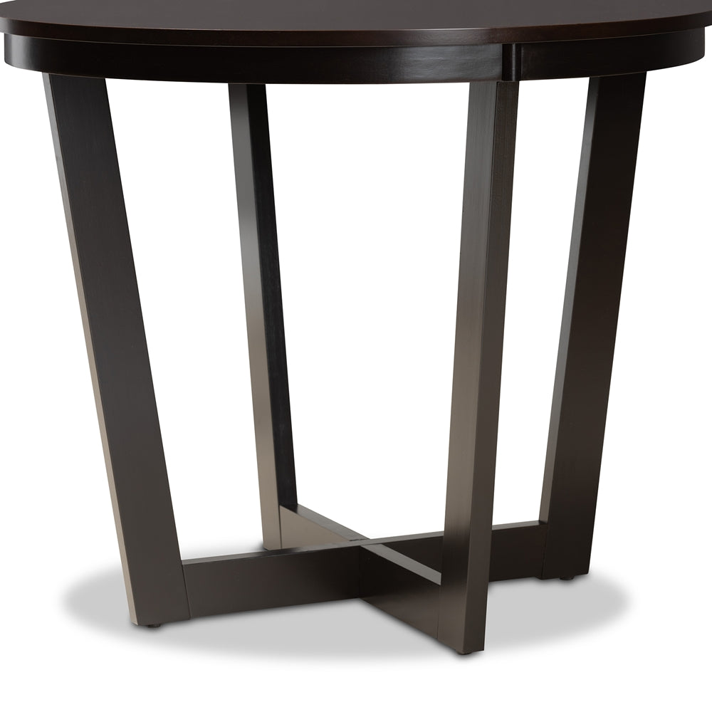 Alayna Modern and Contemporary Dark Brown Finished 35-Inch-Wide Round Wood Dining Table