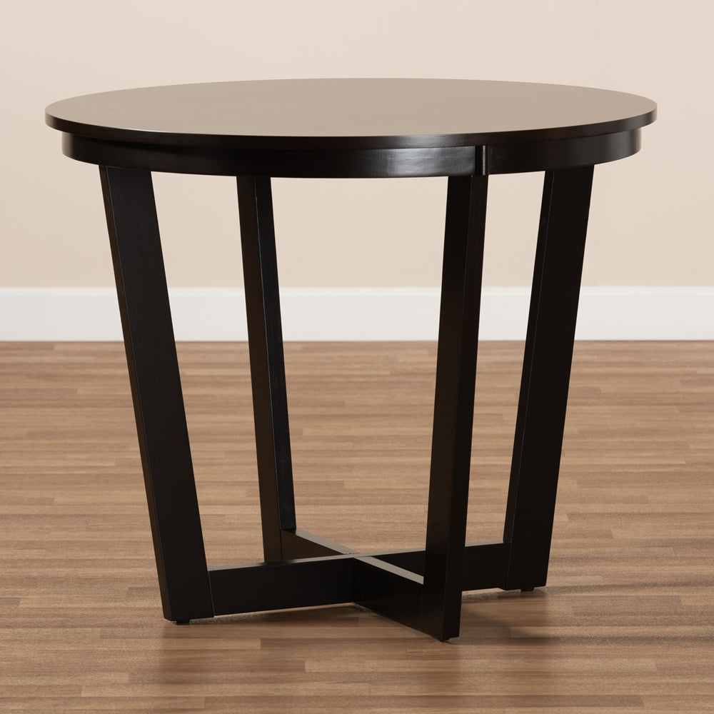 Alayna Modern and Contemporary Dark Brown Finished 35-Inch-Wide Round Wood Dining Table