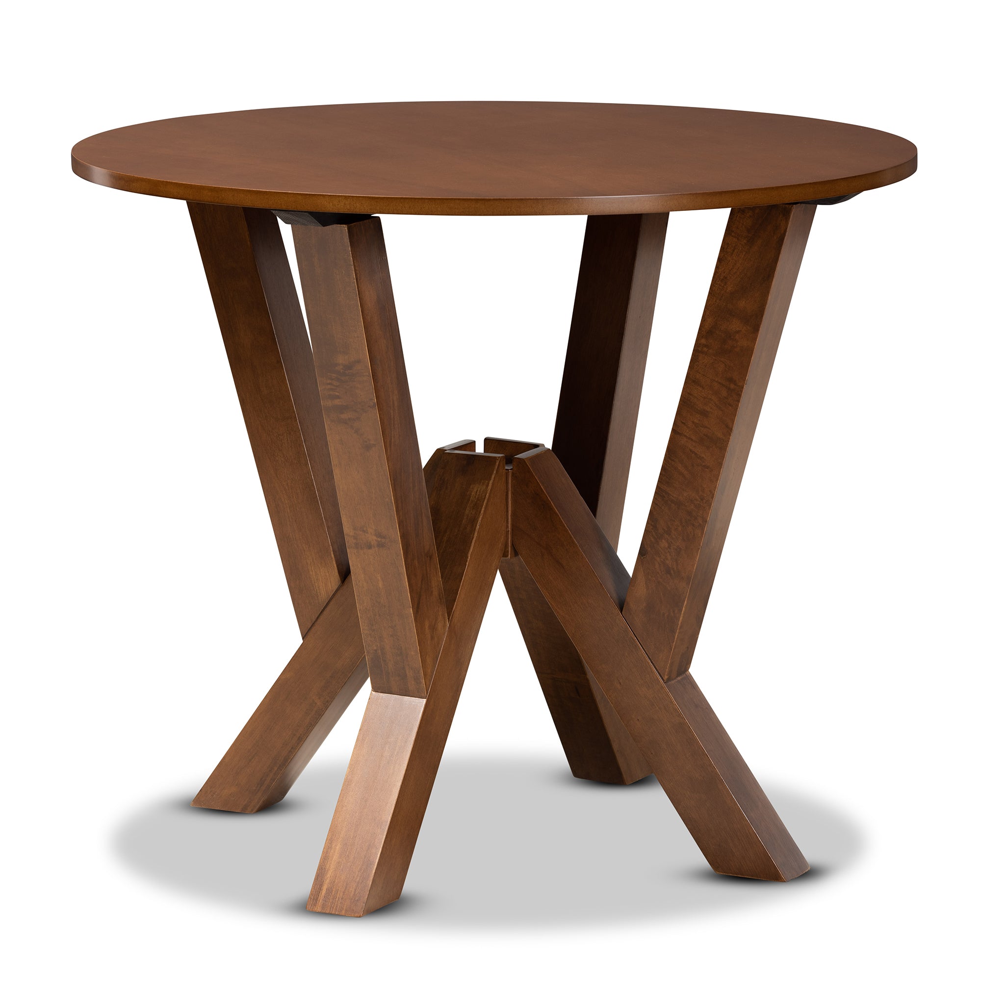 Baxton Studio Irene Modern and Contemporary Walnut Brown Finished 35-Inch-Wide Round Wood Dining Table