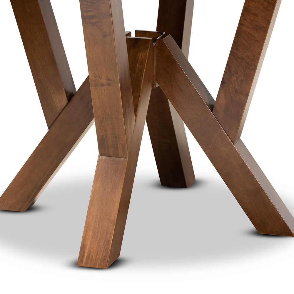 Irene Modern and Contemporary Walnut Brown Finished 35-Inch-Wide Round Wood Dining Table
