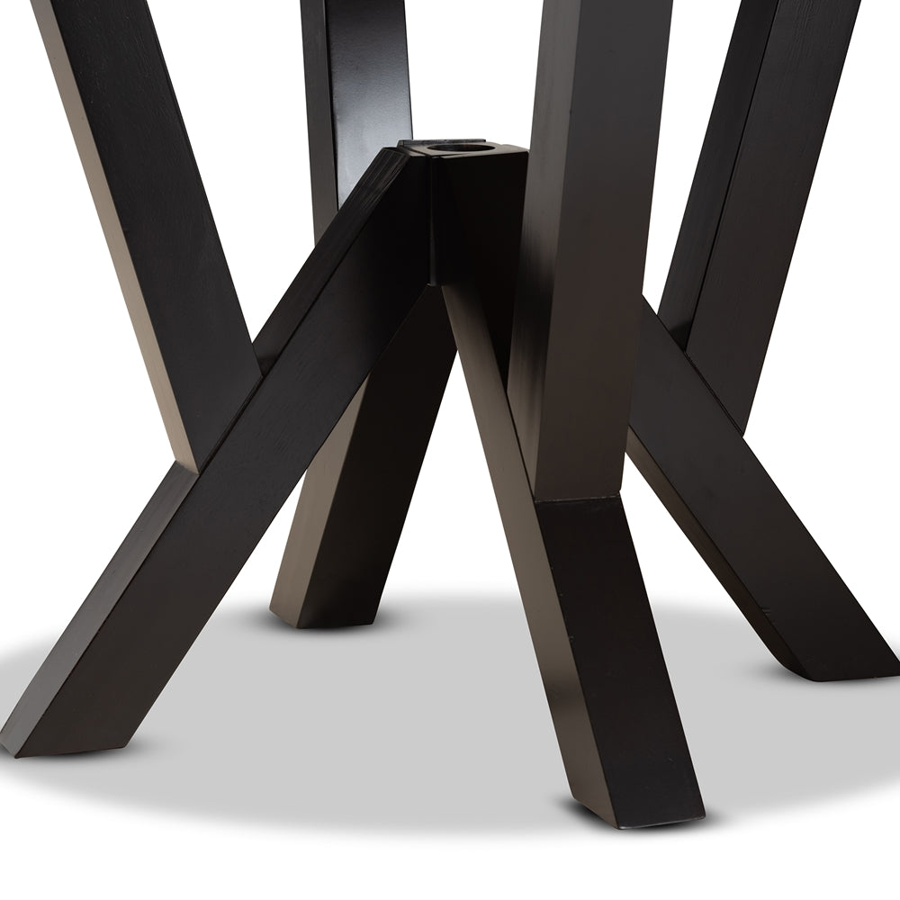 Irene Modern and Contemporary Dark Brown Finished 35-Inch-Wide Round Wood Dining Table