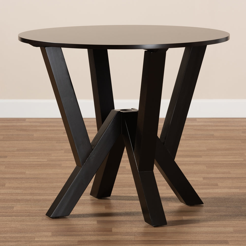Irene Modern and Contemporary Dark Brown Finished 35-Inch-Wide Round Wood Dining Table