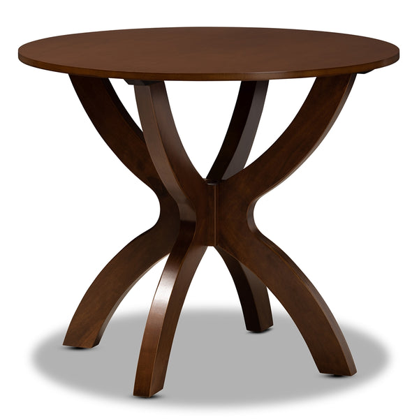 Tilde Modern and Contemporary Walnut Brown Finished 35-Inch-Wide Round Wood Dining Table