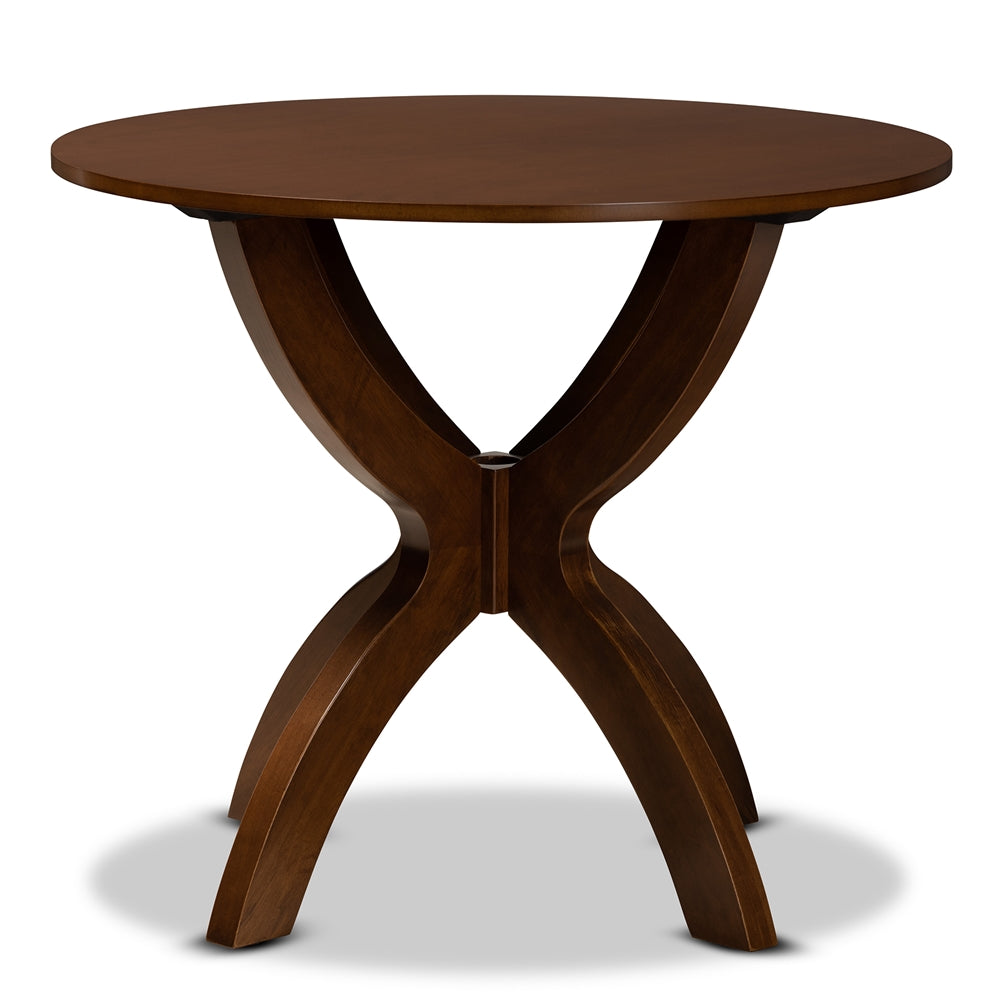 Tilde Modern and Contemporary Walnut Brown Finished 35-Inch-Wide Round Wood Dining Table
